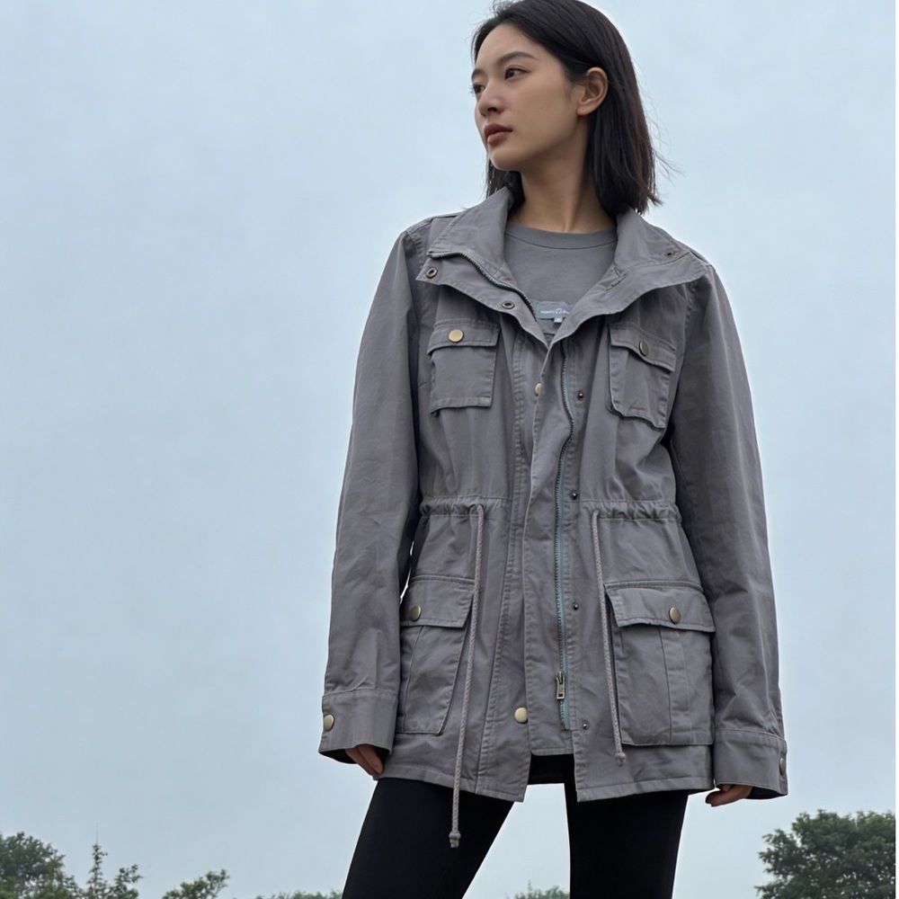 Market & Spruce 100% Cotton Women’s Gray Utility Jacket